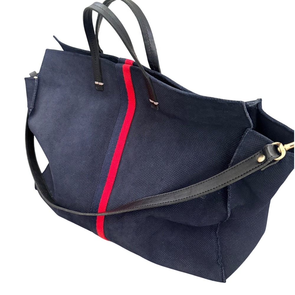 Clare V Simple Tote Navy Suede Leather Shoulder Bag EUC - Picture 2 of 7
